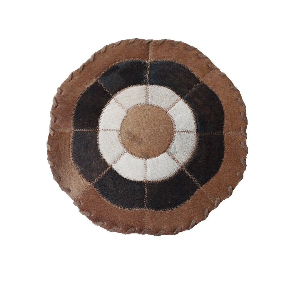 Gaucho Brazil Whipstitch Brown Cow Fur Center Piece 12.5''